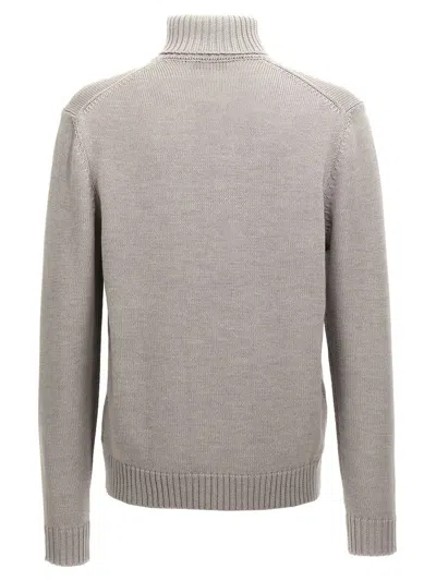 Zanone Wool Turtleneck Sweater With Classic Knit Texture In Gray