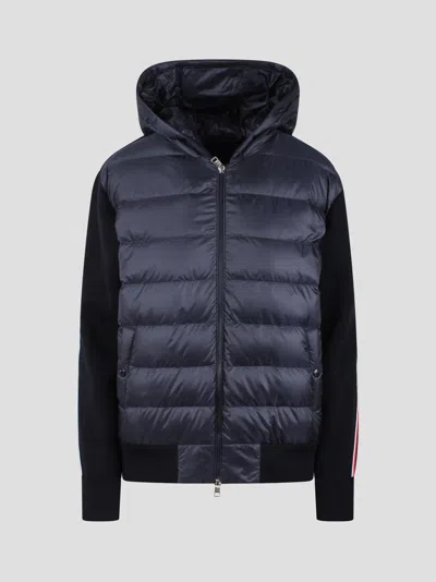 Shop Moncler Padded Wool Hoodie In Blue