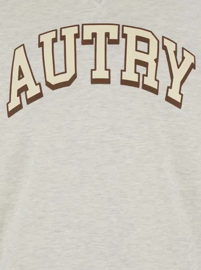 Autry Grey Crewneck Sweatshirt With Logo Print In Grey
