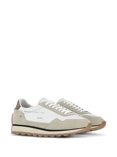 Hogan Leather Sneakers With Round Toe And Ridged Rubber Sole In Multicolour