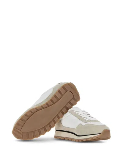 Hogan Leather Sneakers With Round Toe And Ridged Rubber Sole In Multicolour