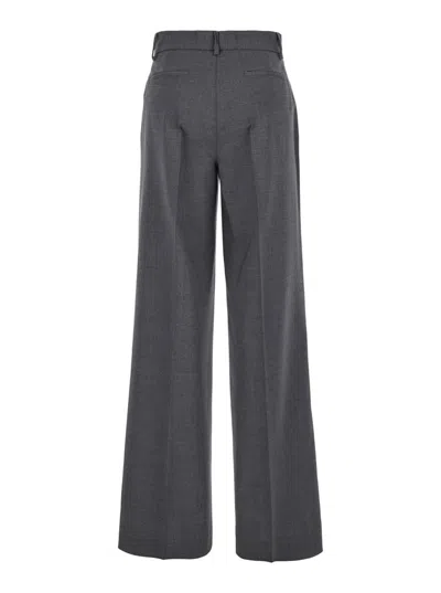 P.a.r.o.s.h Grey High-waisted Tailored Pants With Concealed Closure In Fabric Woman In Grey