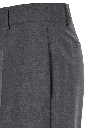P.a.r.o.s.h Grey High-waisted Tailored Pants With Concealed Closure In Fabric Woman In Grey