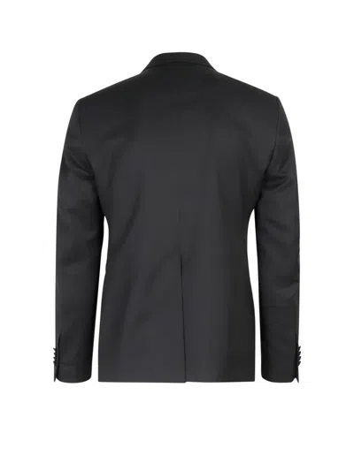 Tagliatore Virgin Wool Tuxedo With Removable Brooch In Black