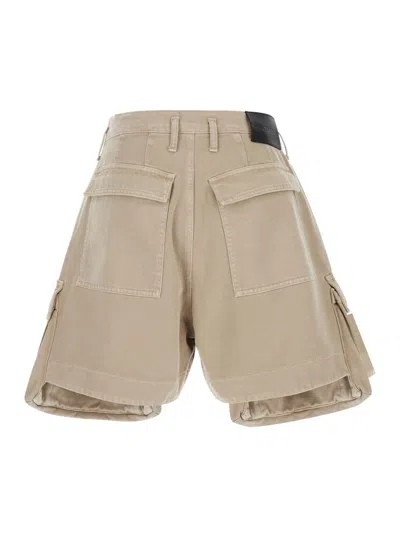 Cultura Beige Cargo Bermuda Shorts With Logo Patch In Denim Man In Beige