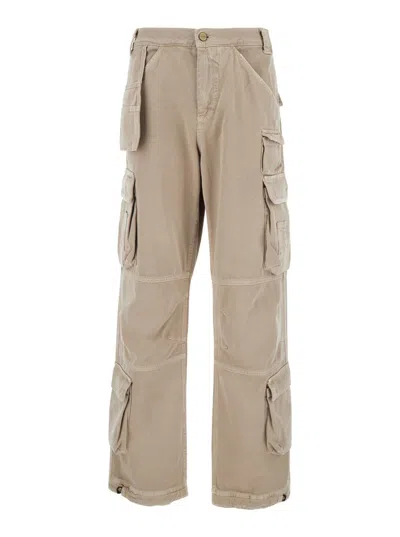 Cultura Beige Cargo Pants With Logo Patch In Cotton Man In Beige