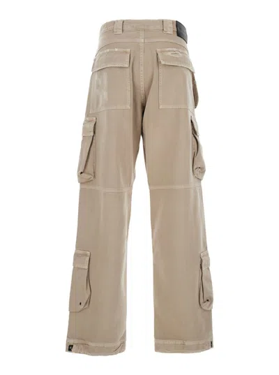 Cultura Beige Cargo Pants With Logo Patch In Cotton Man In Beige