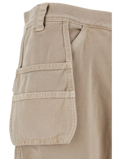 Cultura Beige Cargo Pants With Logo Patch In Cotton Man In Beige