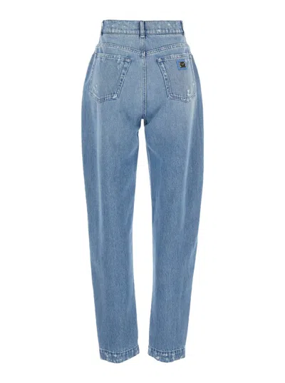 Dolce & Gabbana 'amber' Light Blue Jeans With Rips In Cotton Denim Woman In Blue