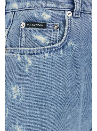 Dolce & Gabbana 'amber' Light Blue Jeans With Rips In Cotton Denim Woman In Blue