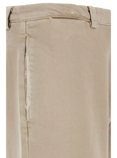 Cultura Beige Pants With Logo Patch In Beige