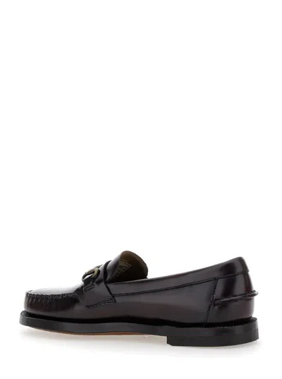 Shop Sebago 'joe' Bordeaux Pull-on Loafers With Horsebit Detail In Leather Woman