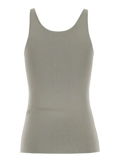 Shop Totême Grey U Neck Tank Top In Lightweight Knit Woman