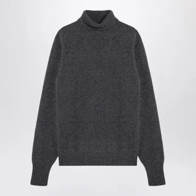 Shop Drumohr Anthracite Wool Turtleneck Sweater In Grey