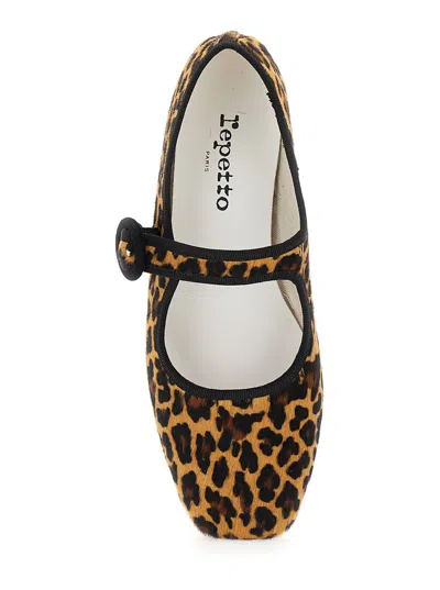 Shop Repetto 'georgia' Brown Ballet Flats With Leaopard Print In Leather Woman