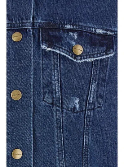 Cultura Blue Jacket With Branded Buttons In Blue