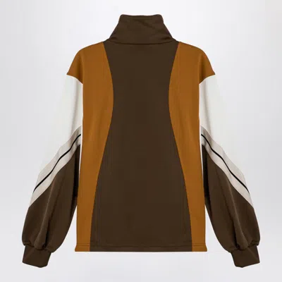 Shop Palm Angels Sweatshirt Over Colour-block Brown/ochre In Multicolor