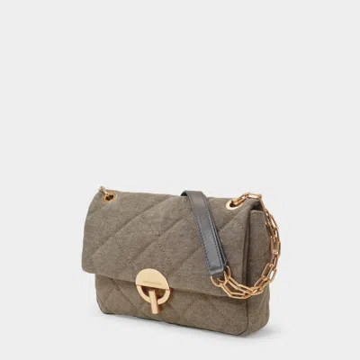 Vanessa Bruno Moon Quilted Linen Chain Bag In Brown