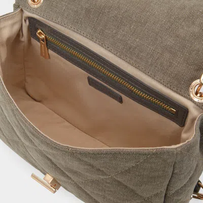Vanessa Bruno Moon Quilted Linen Chain Bag In Brown