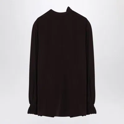 Shop Victoria Beckham Brown Ruffle Neck Shirt In Burgundy