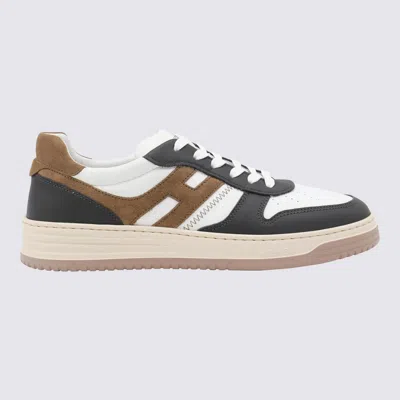 Shop Hogan Brown And Black Leather Sneakers In Brown/white