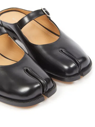 Shop Maison Margiela Tabi City Leather Mules In Black