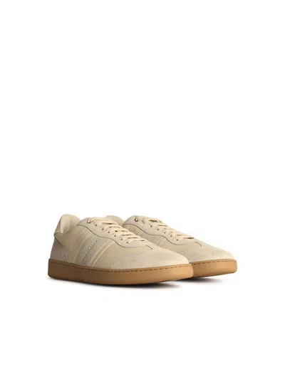 Ferragamo Men's Achille 1 Suede Leather Low-top Sneakers In Beige