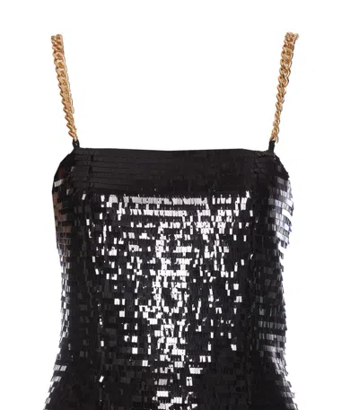 Balmain Sequin Mini Dress With Chain Strap Detail In Black