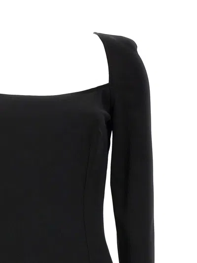 Dolce & Gabbana Long-sleeve Square-neck Midi Dress In Black