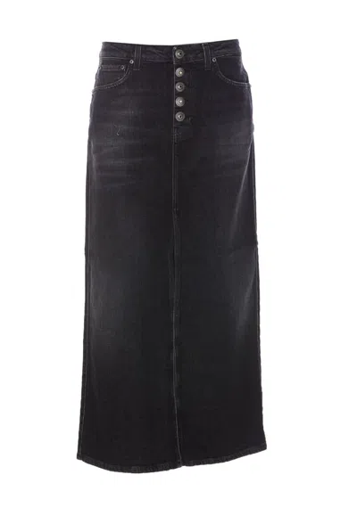 Dondup Stretch Denim Skirt In Black