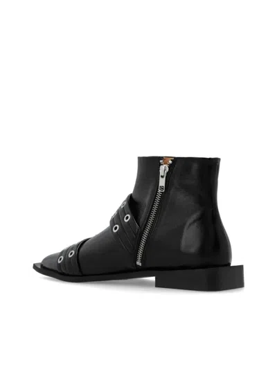 Shop Ganni Buckle-strap Fastenings Boots In Black