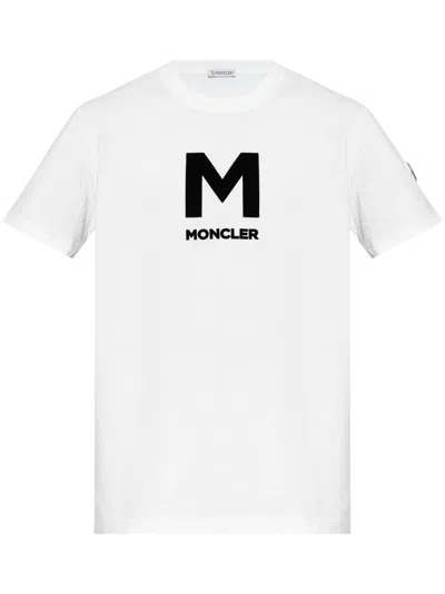 Shop Moncler Cotton T-shirt With Printed Logo In White