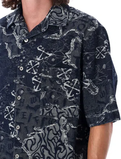 OFF-WHITE OFF-WHITE CAMO JACQUARD DENIM BOWLING SHIRT 