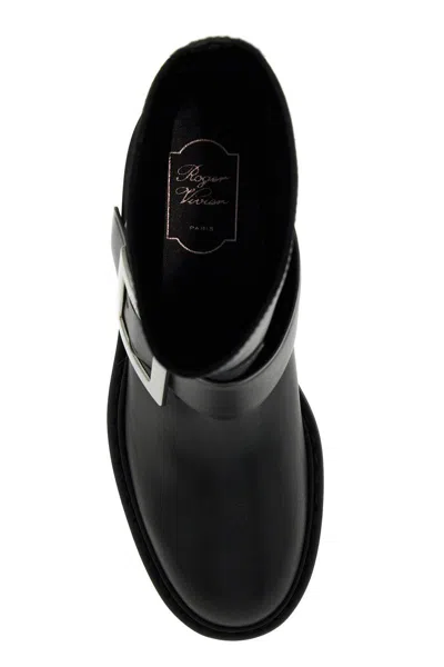Roger Vivier High Met Bikers Ankle Boots With Buckle In Black