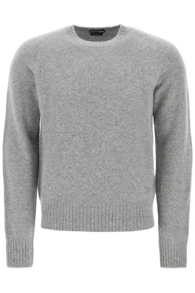 Shop Tom Ford Cashmere Crewneck Sweater In Grey