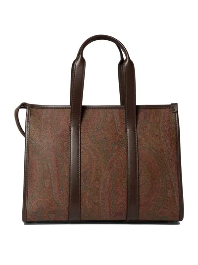 Shop Etro "paisley Medium" Handbag In Brown