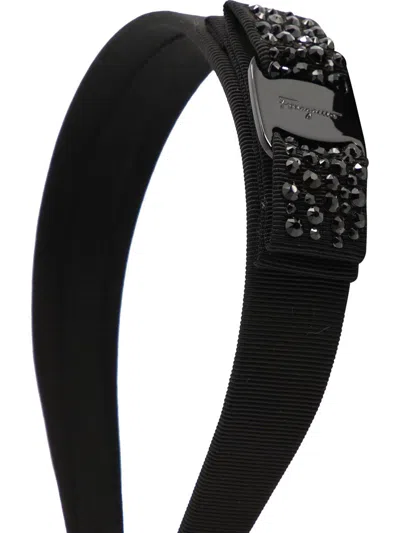 Shop Ferragamo "vara Swarovski" Headband In Black