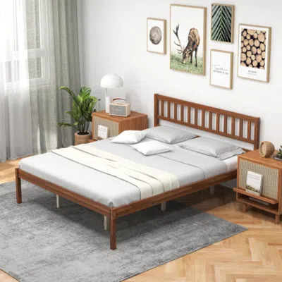 Hivvago Twin/full/queen Size Wood Bed Frame With Headboard And Slat Support-queen Size