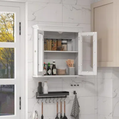 Hivvago Wall Mounted Door Cabinet With 3-level Adjustable Shelf-white