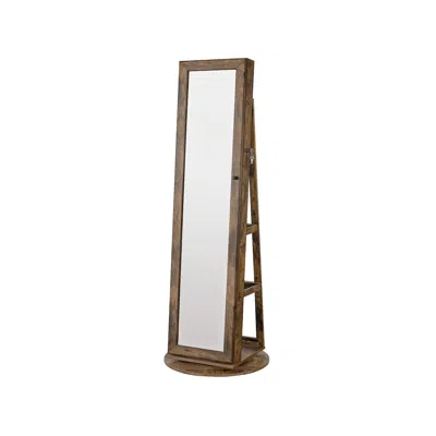 Breebe Rustic Brown 360° Swivel Lockable Jewelry Armoire