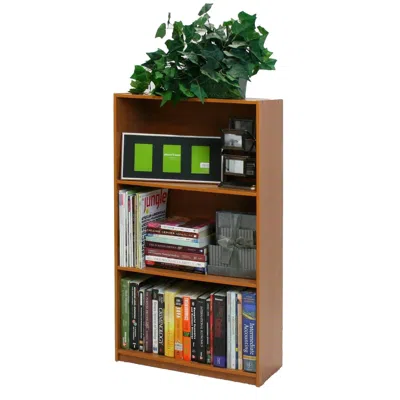 Quikfurn Light Cherry Finish 3-tier Storage Shelves Bookcase