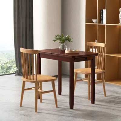 Hivvago Mid Century Folding Dining Table For 4 People Extendable Kitchen Table With Hidden Storage-brown