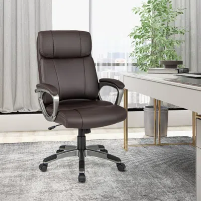 Hivvago Swivel Ergonomic Office Chair Computer Desk Chair With Wheels-brown