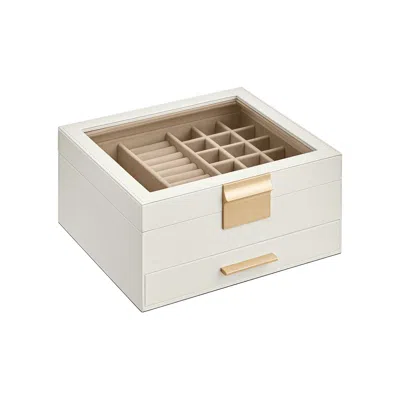 Breebe Jewelry Box With Glass Lid, 2-layer Jewelry Organizer, 1 Drawers