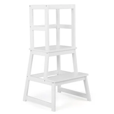 Hivvago 2-in-1 Multifunctional Toddler Step Stool With Safety Rail-white