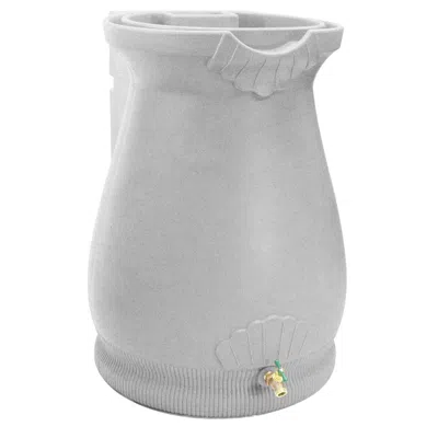 Quikfurn Light Grey Granite 65 Gallon Plastic Urn Rain Barrel With Planter Top
