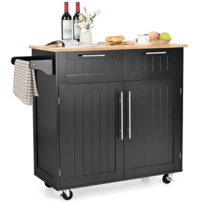 Hivvago Heavy Duty Rolling Kitchen Cart With Tower Holder And Drawer-black