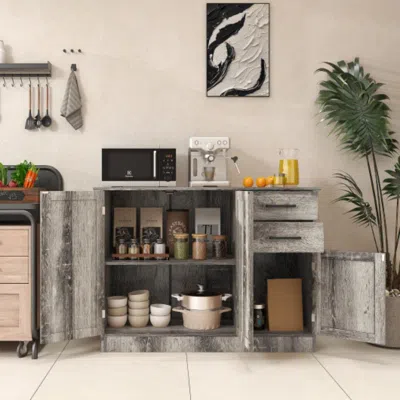 Hivvago Buffet Storage Cabinet Kitchen Sideboard With 2 Drawers-gray