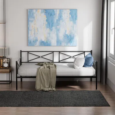 Hivvago Metal Daybed Twin Bed Frame Stable Steel Slats Sofa Bed-black