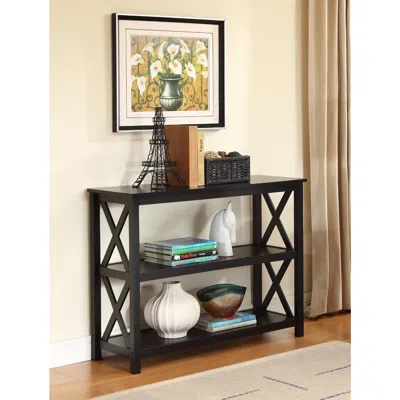 Quikfurn 3-tier Black Sofa Table Bookcase Living Room Shelves